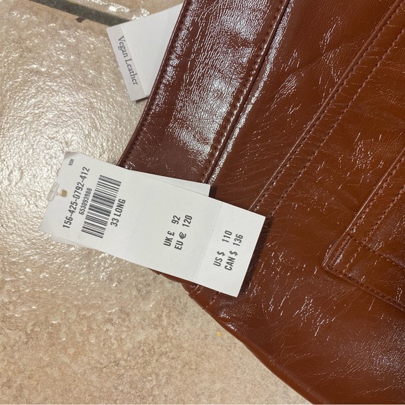 Brown metallic leather jeans. Ambercrombie - Picture 3 of 5